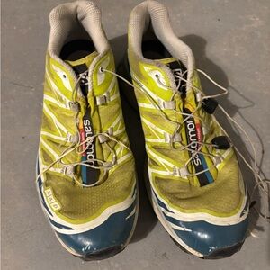Salomon Lime and Navy‎ Trail Shoes